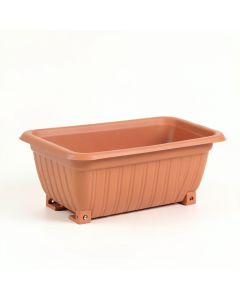 Ash Branch Empty Railing Planter With Integral Brackets - Terracotta (synthetic illustration; no displayed measurements)