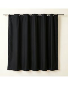 Cove Edge Shower Curtain Hanging Flat From A Plain Rod - Black (synthetic illustration; no displayed measurements)