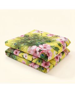 Almyra Citrine Peacock Sakura Blossom Duvet Cover Set (synthetic illustration; no displayed measurements)