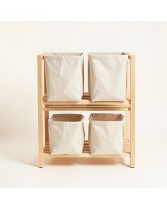 Linden Branch Laundry Sorting Station With Plain Removable Bags - Beige (synthetic illustration; no displayed measurements)