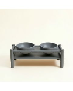 Reed Bend Pet Feeding Stand With Two Plain Empty Bowls - Gray (synthetic illustration; no displayed measurements)