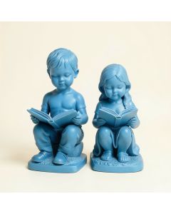 Braylen A Boy And A Girl Reading A Book 2 Piece Statue Set (synthetic illustration; no displayed measurements)