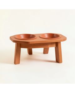 Heath Dell Pet Feeding Stand With Two Plain Empty Bowls - Terracotta (synthetic illustration; no displayed measurements)
