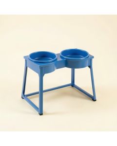 Ridge Bridge Pet Feeding Stand With Two Plain Empty Bowls - Blue (synthetic illustration; no displayed measurements)