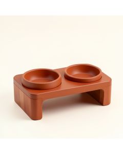 Ash Bluff Pet Feeding Stand With Two Plain Empty Bowls - Terracotta (synthetic illustration; no displayed measurements)