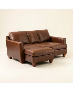 Elva 111.5 '' Wide Genuine Leather Sofa & Chaise (synthetic illustration; no displayed measurements)