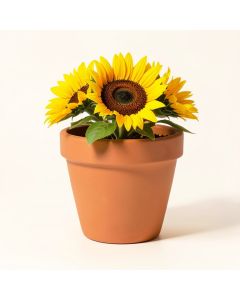 Matelles Raised Sunflower Terracotta Pot Planter (synthetic illustration; no displayed measurements)