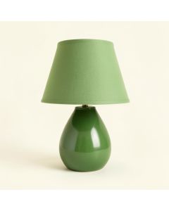 Dawn Bridge Table Lamp With A Plain Fabric Shade - Green (synthetic illustration; no displayed measurements)