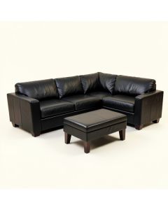 Turnham 96 '' Wide Faux Leather Sofa & Chaise With Ottoman (synthetic illustration; no displayed measurements)