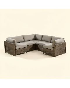 Barcomb Outdoor 5 Piece Sectional Seating Group With Cushions (synthetic illustration; no displayed measurements)