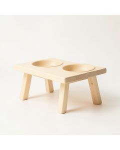 Oak Branch Pet Feeding Stand With Two Plain Empty Bowls - Ivory (synthetic illustration; no displayed measurements)