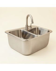 33 '' L X 21 '' W Farmhouse Apron Front Stainless Steel Double Bowl Kitchen Sink (synthetic illustration; no displayed measurements)