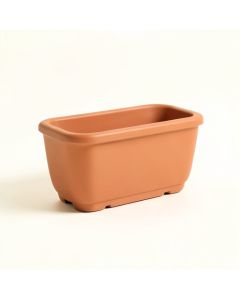Dawn Branch Empty Railing Planter With Integral Brackets - Terracotta (synthetic illustration; no displayed measurements)
