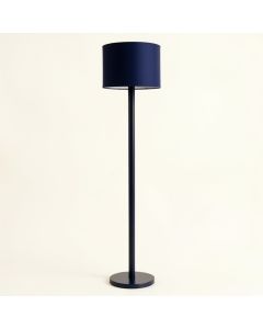 Hill Bend Floor Lamp With A Plain Fabric Shade - Navy (synthetic illustration; no displayed measurements)