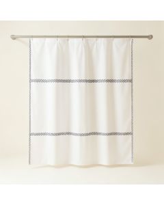 Vale Crossing Shower Curtain Hanging Flat From A Plain Rod - White (synthetic illustration; no displayed measurements)