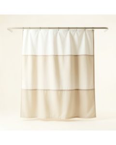 Ash Crest Shower Curtain Hanging Flat From A Plain Rod - Ivory (synthetic illustration; no displayed measurements)