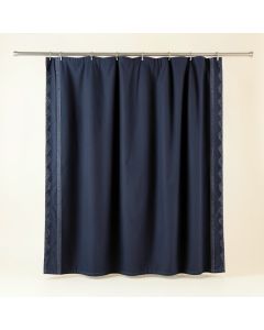 Bay Branch Shower Curtain Hanging Flat From A Plain Rod - Navy (synthetic illustration; no displayed measurements)