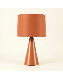 Reed Bridge Table Lamp With A Plain Fabric Shade - Terracotta (synthetic illustration; no displayed measurements)