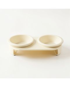 Sage Bridge Pet Feeding Stand With Two Plain Empty Bowls - Ivory (synthetic illustration; no displayed measurements)