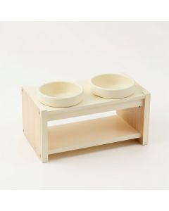 Dune Dale Pet Feeding Stand With Two Plain Empty Bowls - Cream (synthetic illustration; no displayed measurements)