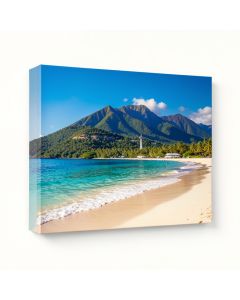 Panoramic Waikiki Beach With Mountain In The Background (synthetic illustration; no displayed measurements)