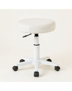 Round Rolling Pu Leather Height Adjustable Lab Stool With Footrest (synthetic illustration; no displayed measurements)