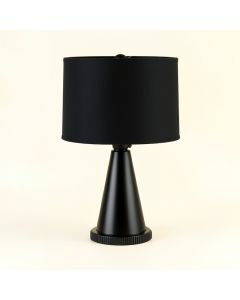 Moss Brook Table Lamp With A Plain Fabric Shade - Black (synthetic illustration; no displayed measurements)