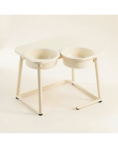 Cove Dell Pet Feeding Stand With Two Plain Empty Bowls - Ivory (synthetic illustration; no displayed measurements)
