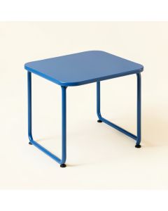 Maple Arc Compact Balcony Table - Blue (synthetic illustration; no displayed measurements)