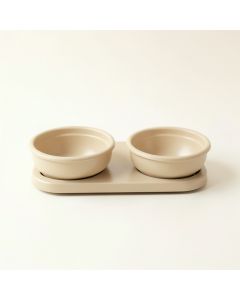 Vale Crest Pet Feeding Stand With Two Plain Empty Bowls - Beige (synthetic illustration; no displayed measurements)
