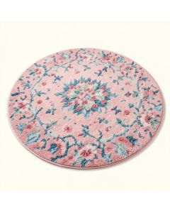 Round Floral Shag Pink/Blue Area Rug (synthetic illustration; no displayed measurements)