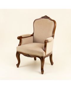 Jules Queen Anne Back Arm Chair In Clear (synthetic illustration; no displayed measurements)
