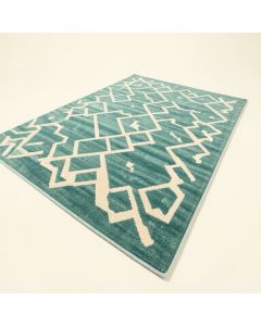 Geometric Teal/Ivory Outdoor Rug (synthetic illustration; no displayed measurements)