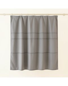 Spruce Edge Shower Curtain Hanging Flat From A Plain Rod - Gray (synthetic illustration; no displayed measurements)