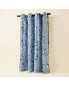 Modern Bloom Floral Semi-Sheer Grommet Single Curtain Panel (synthetic illustration; no displayed measurements)