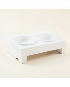 Reed Dale Pet Feeding Stand With Two Plain Empty Bowls - White (synthetic illustration; no displayed measurements)