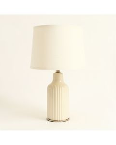 Cliff Crest Table Lamp With A Plain Fabric Shade - Ivory (synthetic illustration; no displayed measurements)