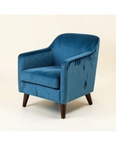 Haakenson Velvet Arm Chair In Blue (synthetic illustration; no displayed measurements)