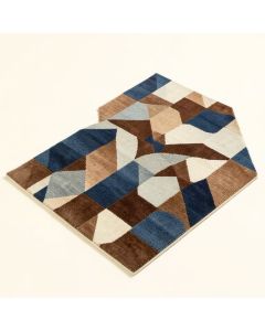Peden Geometric Tufted Wool Brown/Blue/Beige Area Rug (synthetic illustration; no displayed measurements)