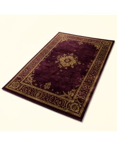 Dunbar Garden Panel Hand-Tufted Wool Dark Plum/Gold Area Rug (synthetic illustration; no displayed measurements)