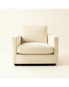 Oak Bend Upholstered Armchair - Ivory (synthetic illustration; no displayed measurements)