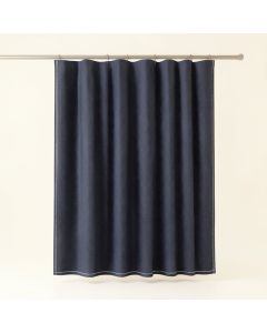 Clay Canyon Shower Curtain Hanging Flat From A Plain Rod - Navy (synthetic illustration; no displayed measurements)
