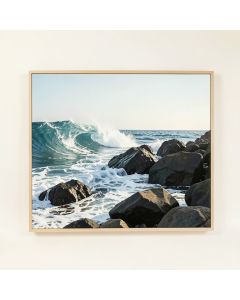 Panoramic Waves Breaking On Rocks In The Sea (synthetic illustration; no displayed measurements)