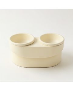Slate Brook Pet Feeding Stand With Two Plain Empty Bowls - Cream (synthetic illustration; no displayed measurements)