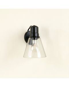 Flint Crest Wall Sconce Mounted On A Plain Wall - Black (synthetic illustration; no displayed measurements)