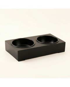 Slate Canyon Pet Feeding Stand With Two Plain Empty Bowls - Black (synthetic illustration; no displayed measurements)