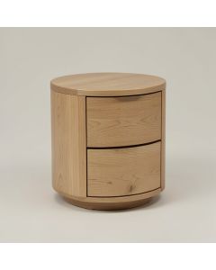 Mirefield Cylindrical Two-Drawer Nightstand (synthetic illustration; no displayed measurements)