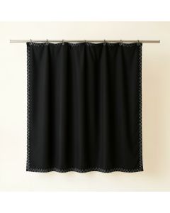 Harbor Edge Shower Curtain Hanging Flat From A Plain Rod - Black (synthetic illustration; no displayed measurements)