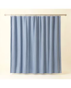 Oak Branch Shower Curtain Hanging Flat From A Plain Rod - Blue (synthetic illustration; no displayed measurements)