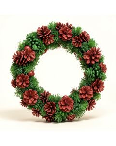 Twig And Birch Wood Pine Cone Wreath (synthetic illustration; no displayed measurements)